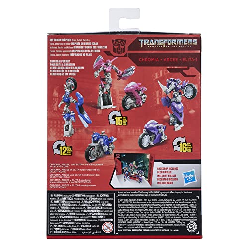 Transformers Toys Studio Series 52 Deluxe Revenge of The Fallen Movie Arcee Chromia Elita-1 Action Figure 3 Pack, 4.5